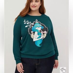 Torrid Disney Princess Jasmine Teal Graphic Sweatshirt - Women's Cozy Pullover